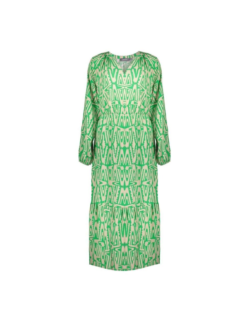 Cilia Pijler Kunstmatig Geisha 37139-20 dress Lange Jurken 530 green/sand combi | Expresswear.nl