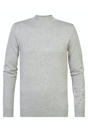 Petrol Petrol m-3020-kwc258 knitwear collar basic Trui 9038 light grey melee