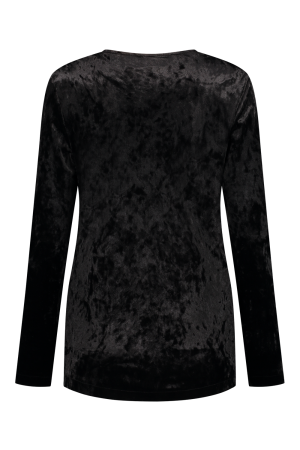 Helena Hart Helena Hart 7463 overslag top velvet T-shirt Lange mouw zwart