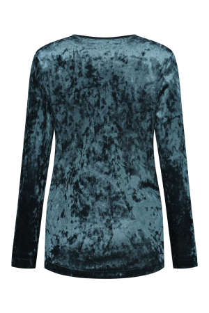 Helena Hart Helena Hart 7463 overslag top velvet T-shirt Lange mouw emerald