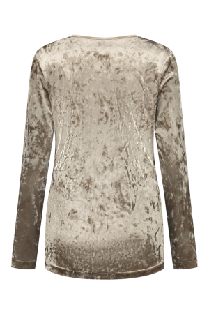 Helena Hart Helena Hart 7463 overslag top velvet T-shirt Lange mouw latte