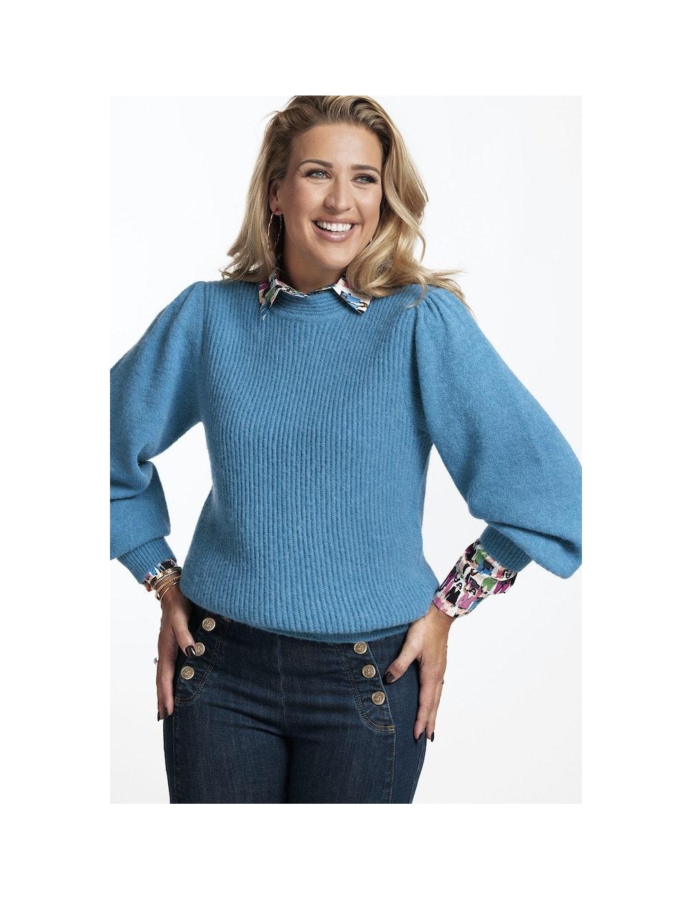 Studio luna-beau pullover 07569 Trui shirt blue | Expresswear.nl