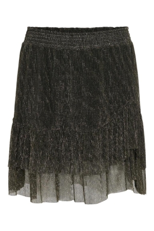 Only Only onlmiana plisse glitter skirt jrs black gold metallic