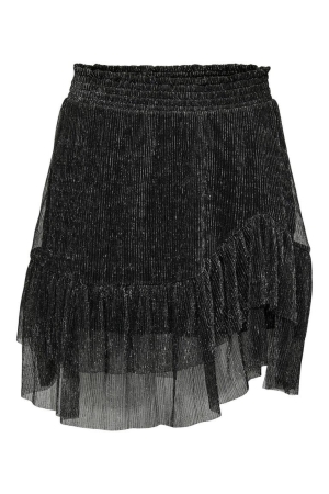 Only Only onlmiana plisse glitter skirt jrs black silver metallic