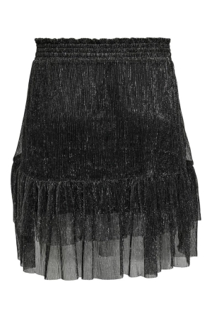 Only Only onlmiana plisse glitter skirt jrs black silver metallic
