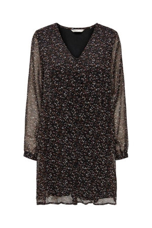 Only Only onlriley l/s v-neck button dress ex ptm Jurk black elodie
