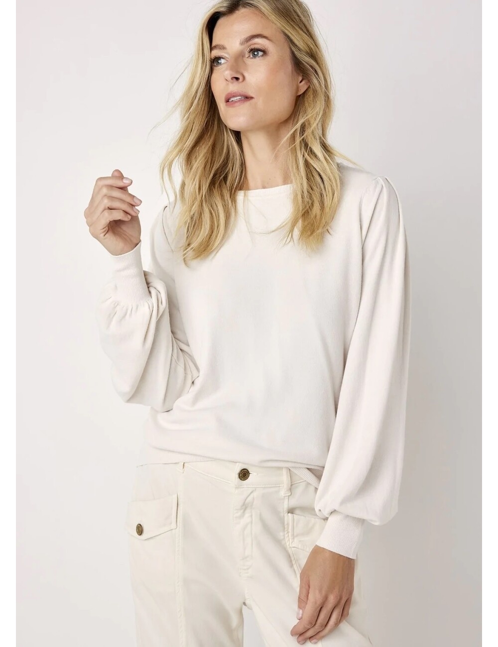 SUMMUM puffy sleeve sweater basic knit 7s5650 Sweater 122 ivory