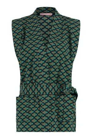 Studio Anneloes Studio Anneloes florine sls graphic blazer 08181 Gilets 7473 army/emerald