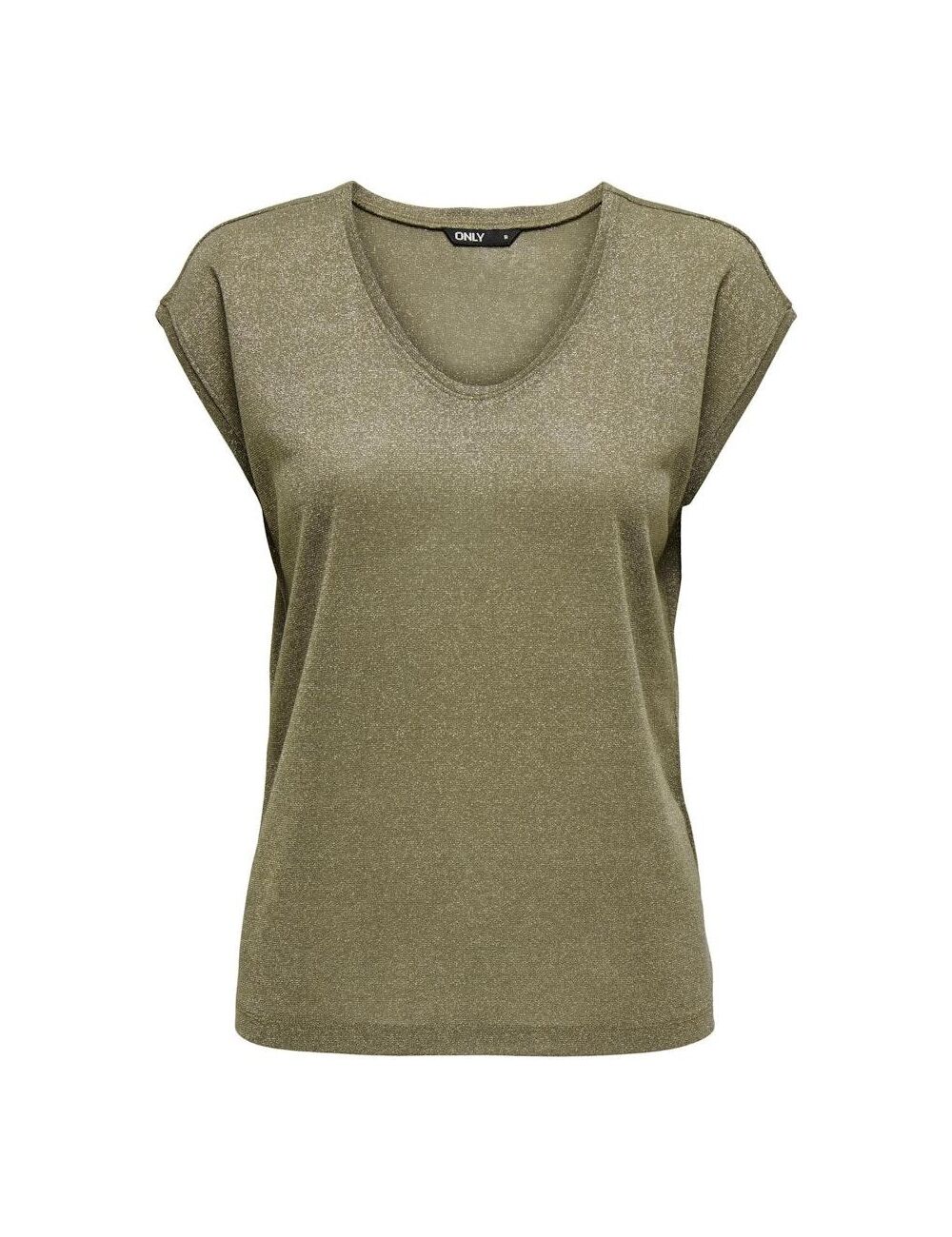 Only onlsilvery s/s v neck lurex top jrs noos T-shirt Korte mouw falcon  tone in tone lurex